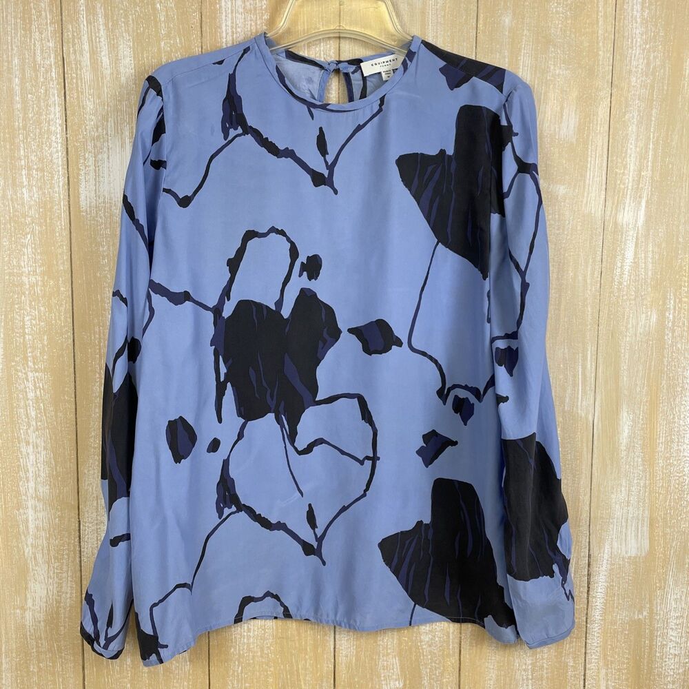 Equipment Silk Blue Floral Blouse Women’s Size M